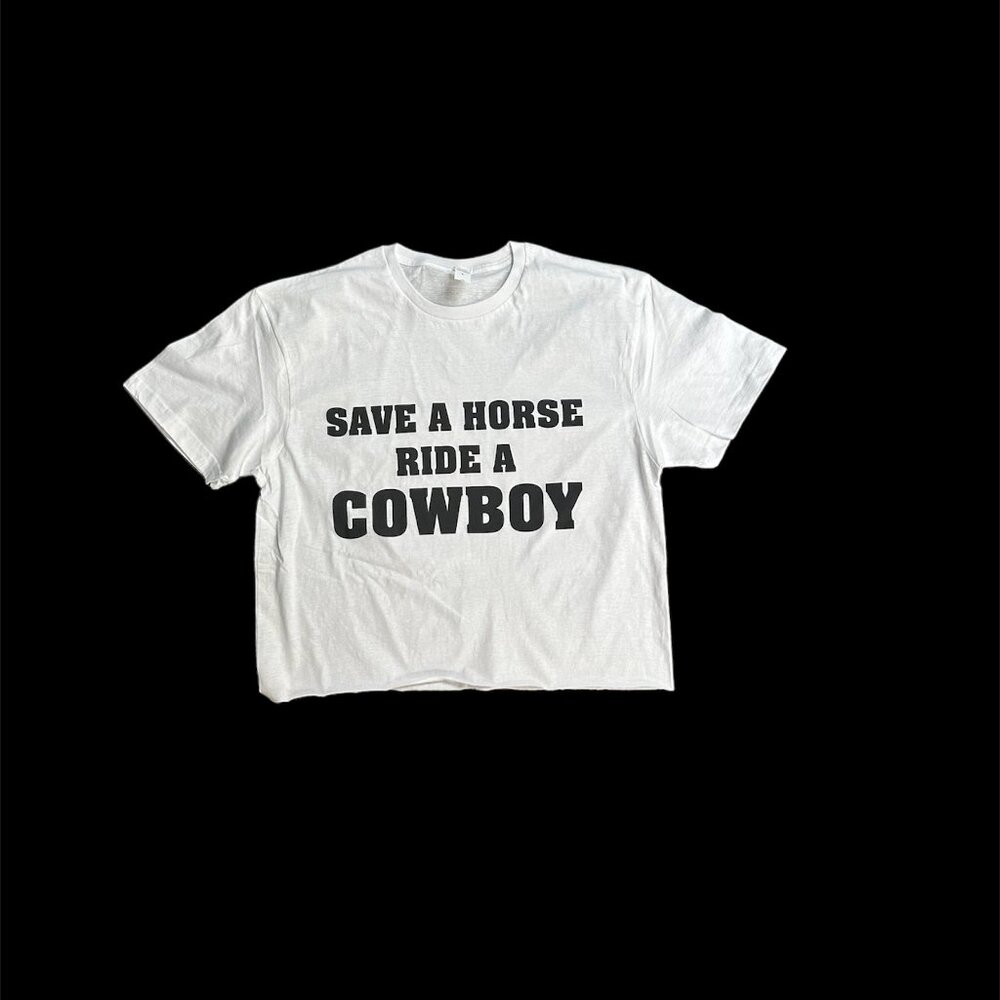 Save a horse Ride a Cowboy cropped top t shirt